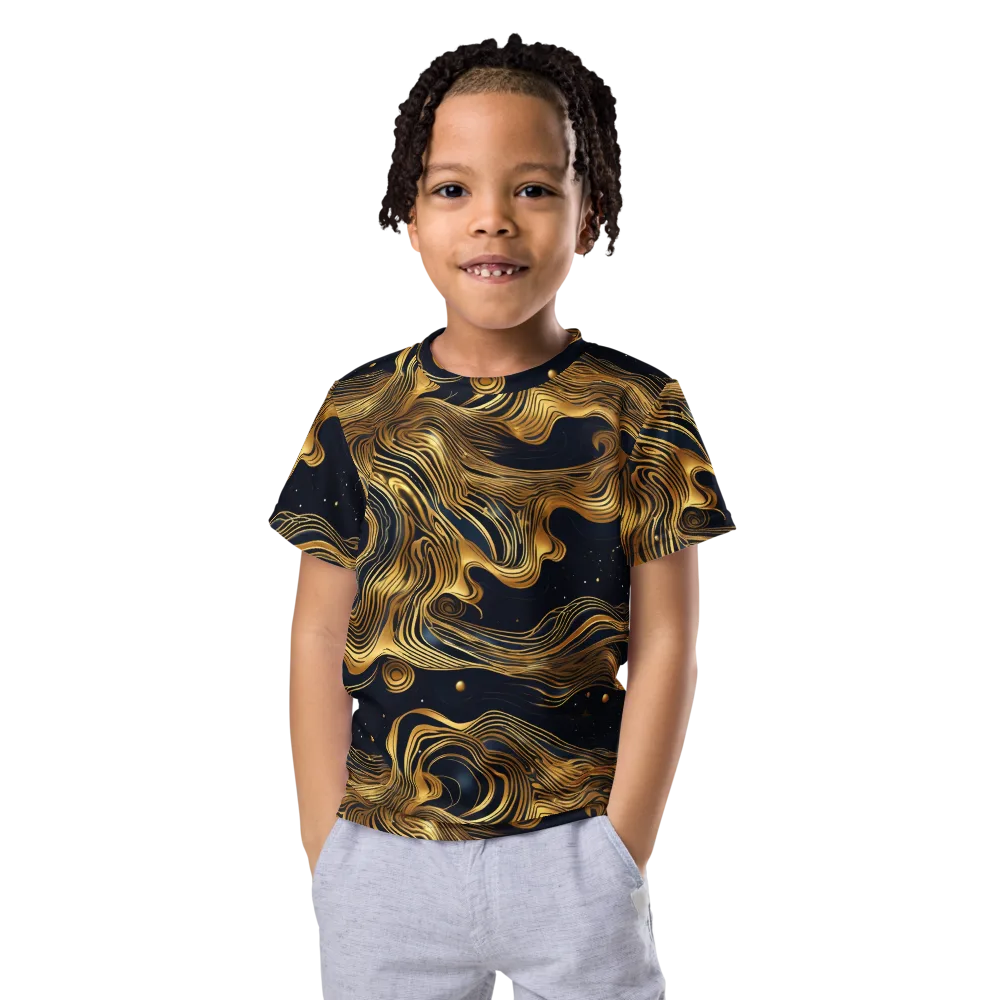 Midnight Goldflow on Kids Crew Neck T-Shirt — Front