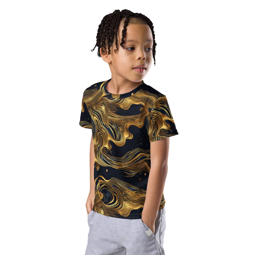 Midnight Goldflow on Kids Crew Neck T-Shirt — Left Front