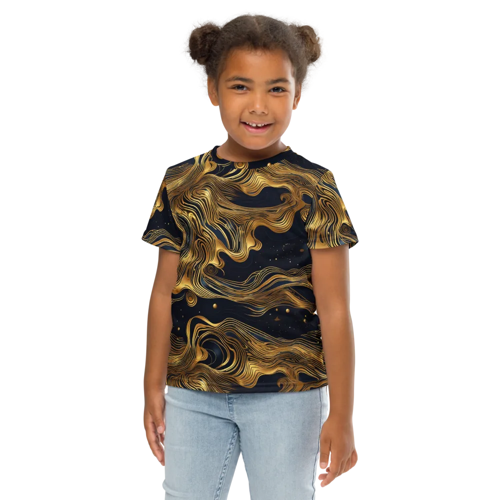 Midnight Goldflow on Kids Crew Neck T-Shirt — Front