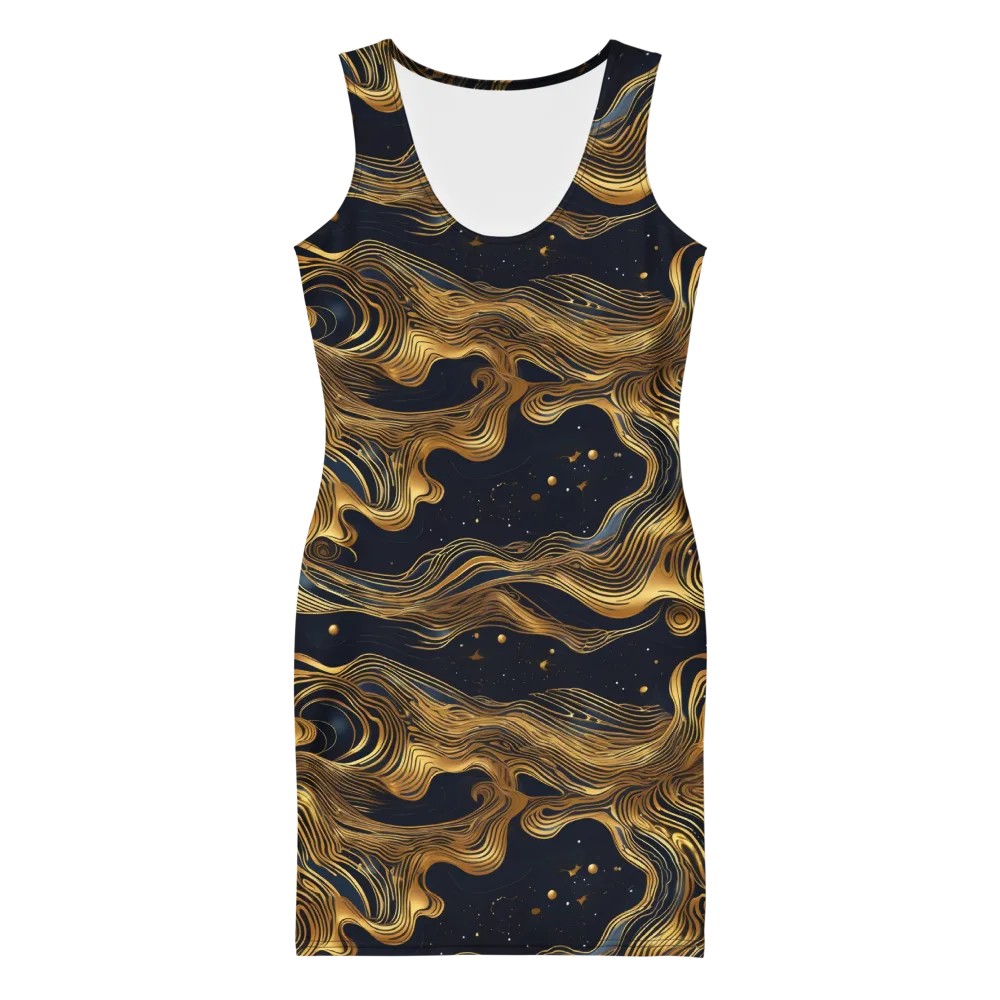 Midnight Goldflow on Bodycon Dress — Front