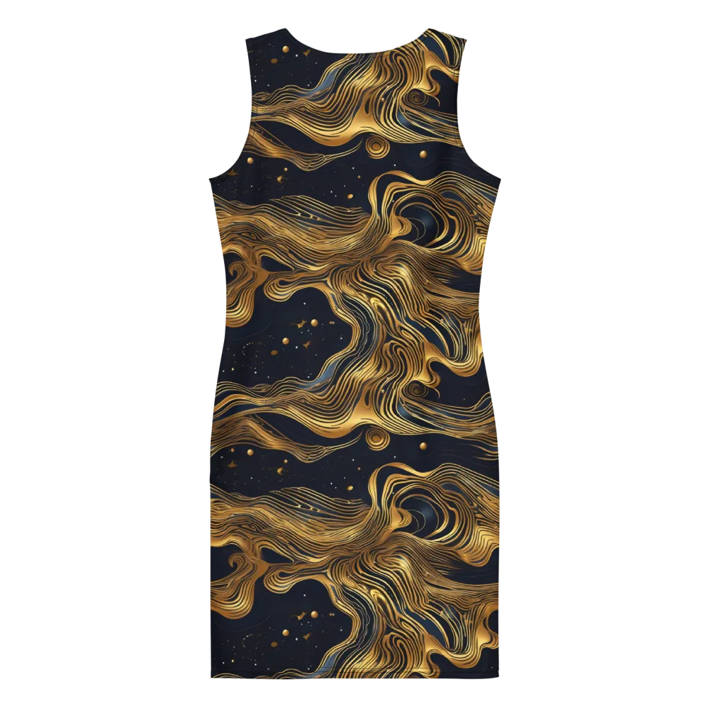 Midnight Goldflow on Bodycon Dress — Back