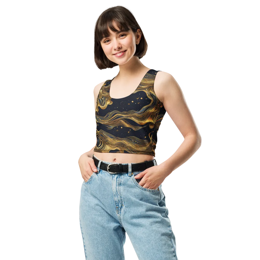 Midnight Goldflow on Crop Top — Front