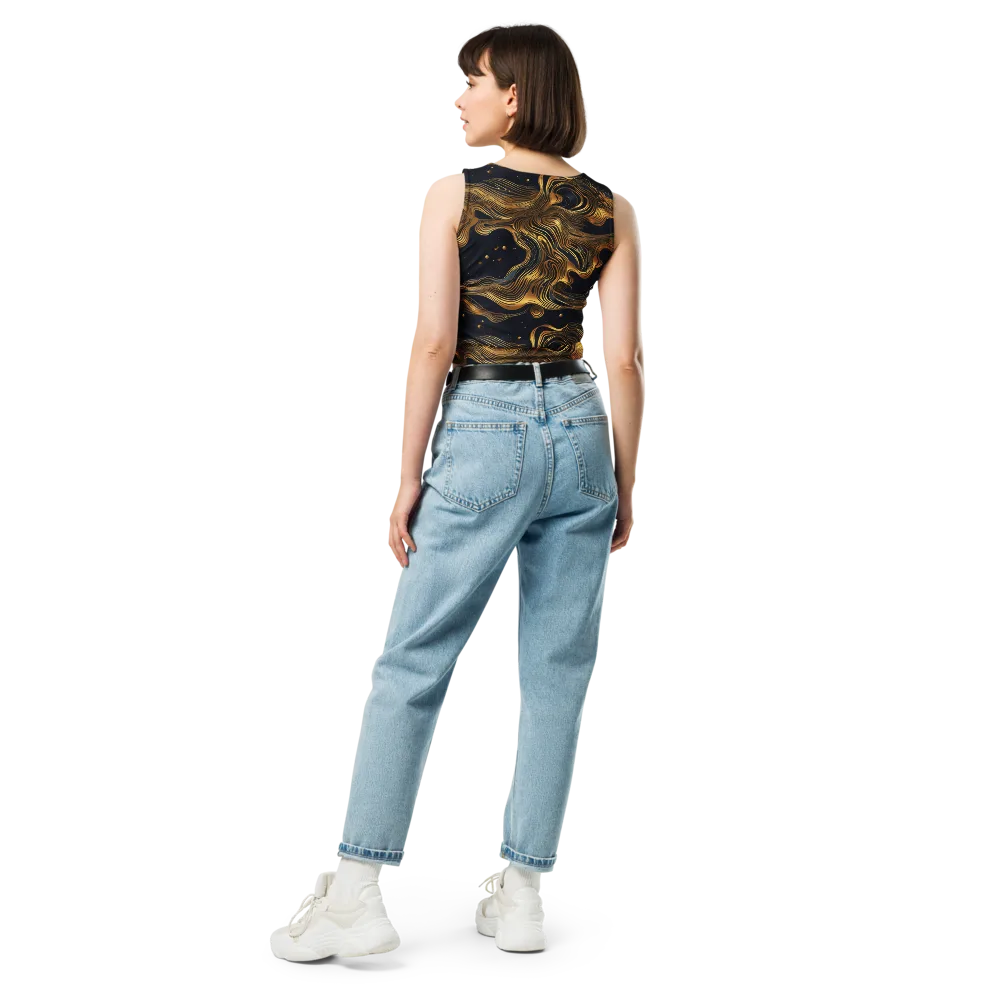 Midnight Goldflow on Crop Top — Back