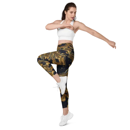 Midnight Goldflow on a Leggings with Pockets