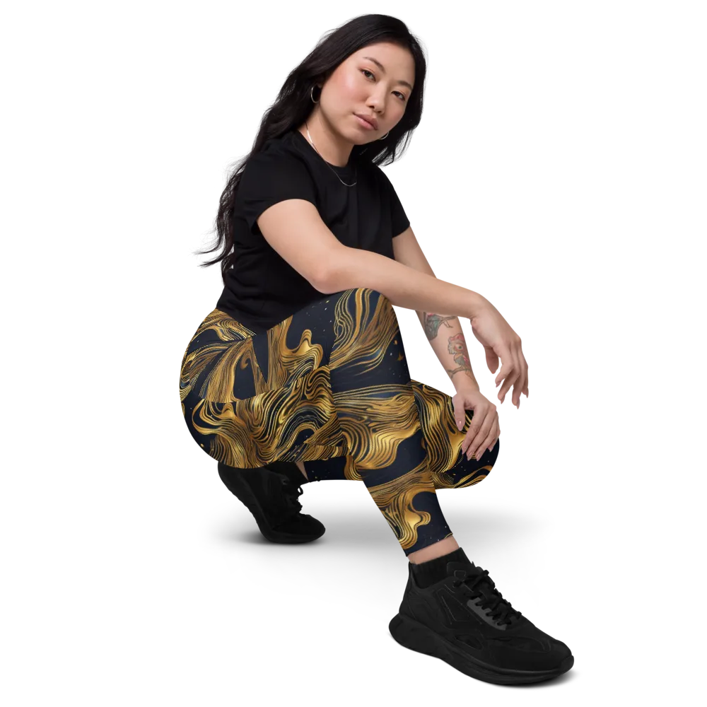 Midnight Goldflow on Leggings with Pockets — Right Front