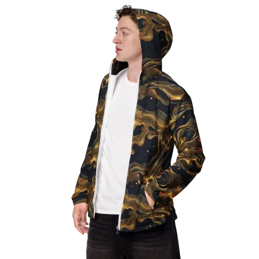Midnight Goldflow on a Men's Windbreaker