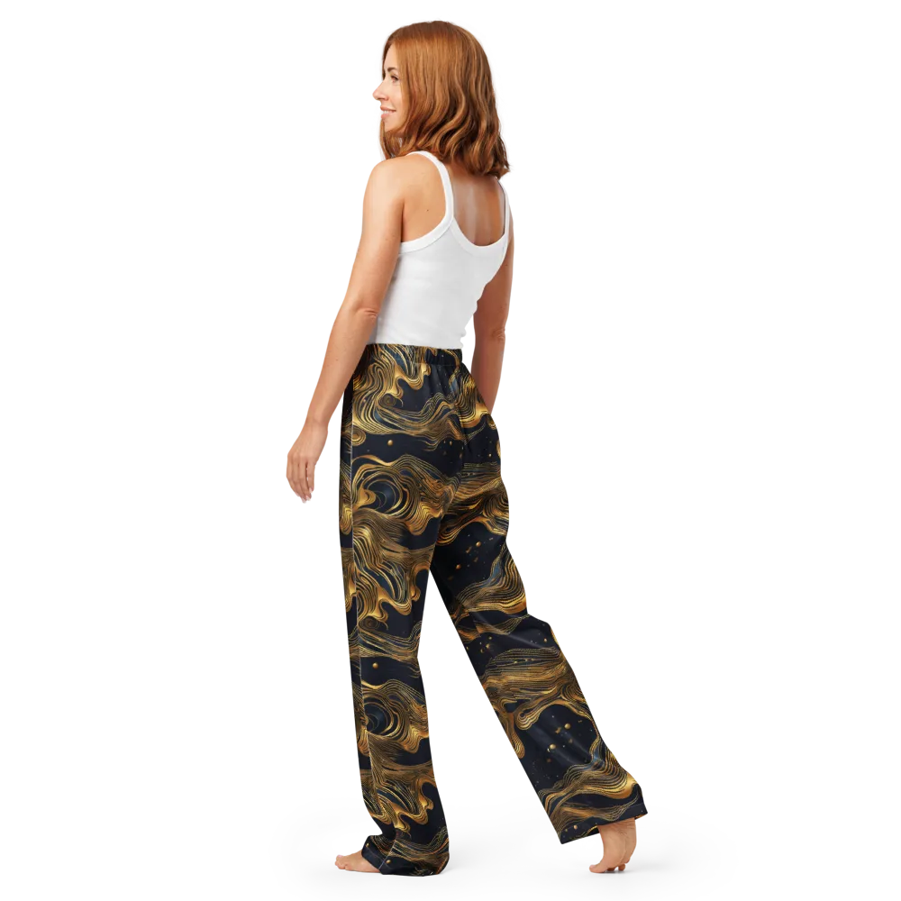 Midnight Goldflow on Women's Pajama Pants — Back
