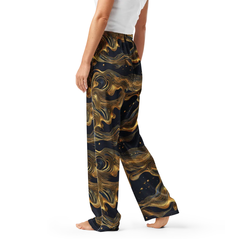 Midnight Goldflow on Women's Pajama Pants — Left