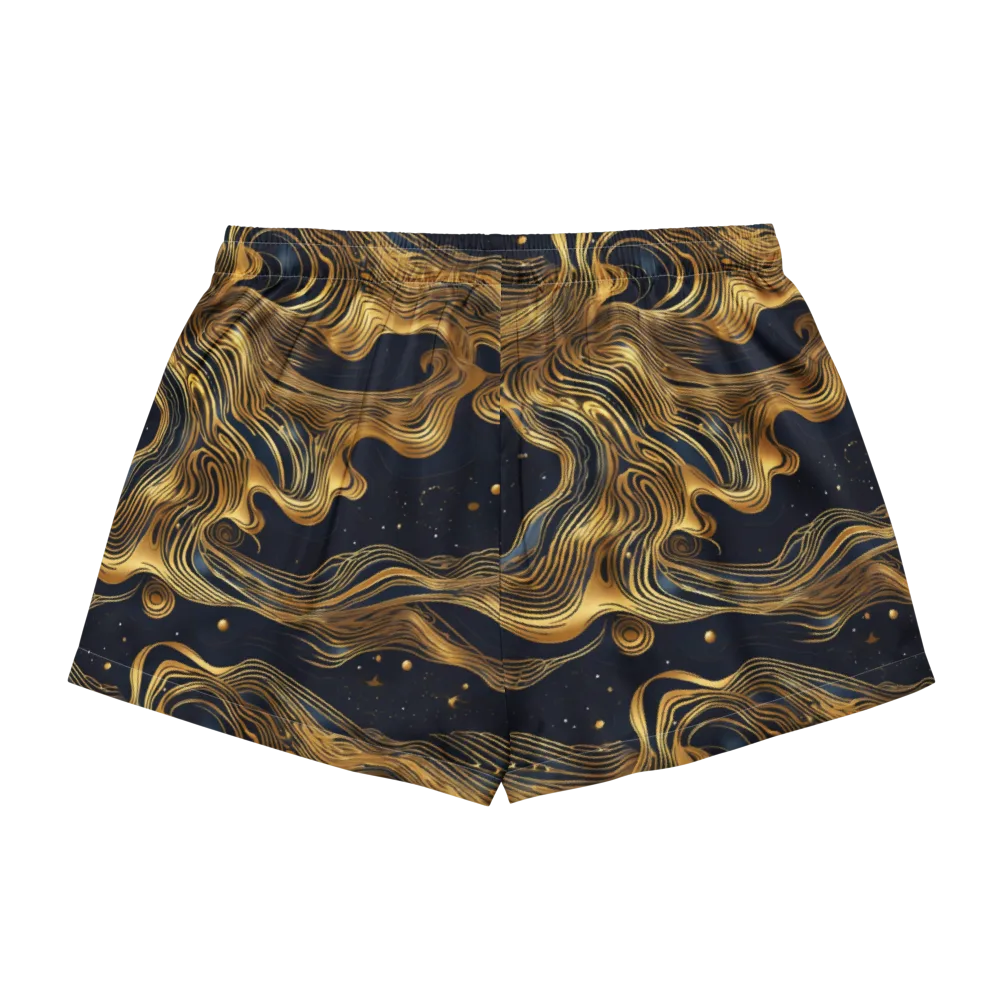 Midnight Goldflow on Women's Pajama Shorts — Back