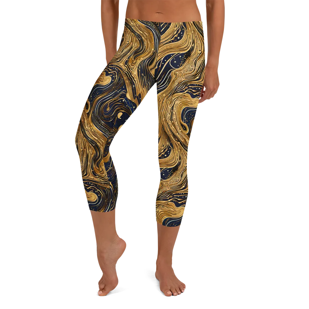 Midnight Aurum on Capri Leggings — Front