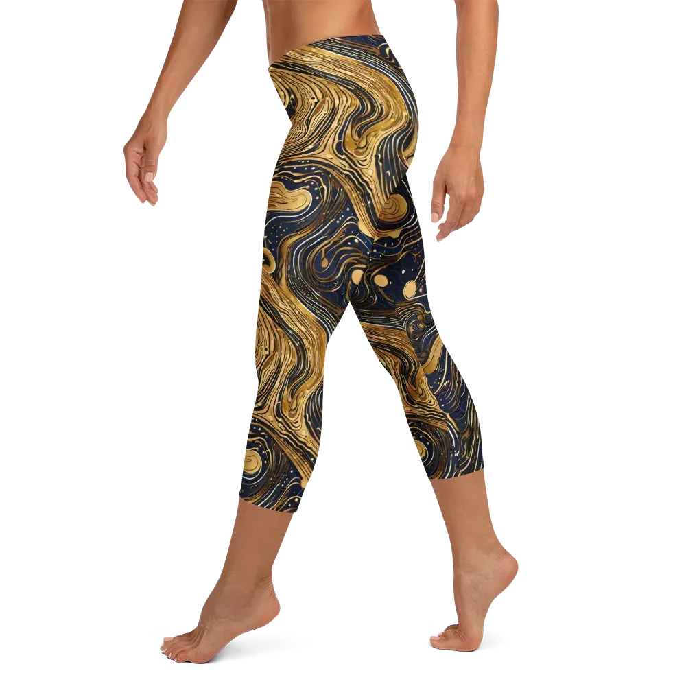 Midnight Aurum on Capri Leggings — Left