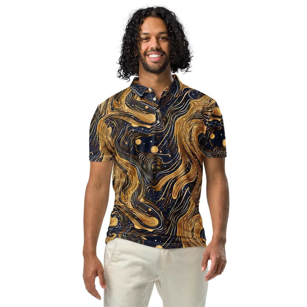 Midnight Aurum on Men's Slim Fit Polo Shirt — Front
