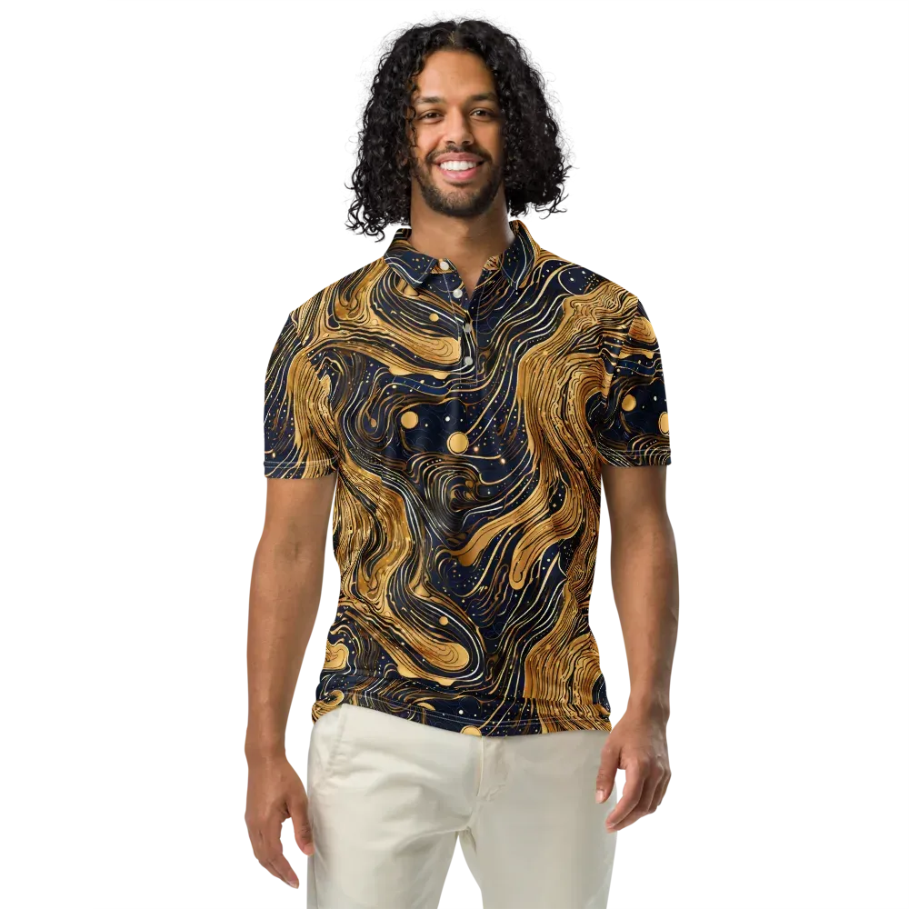 Midnight Aurum on Men's Slim Fit Polo Shirt — Front