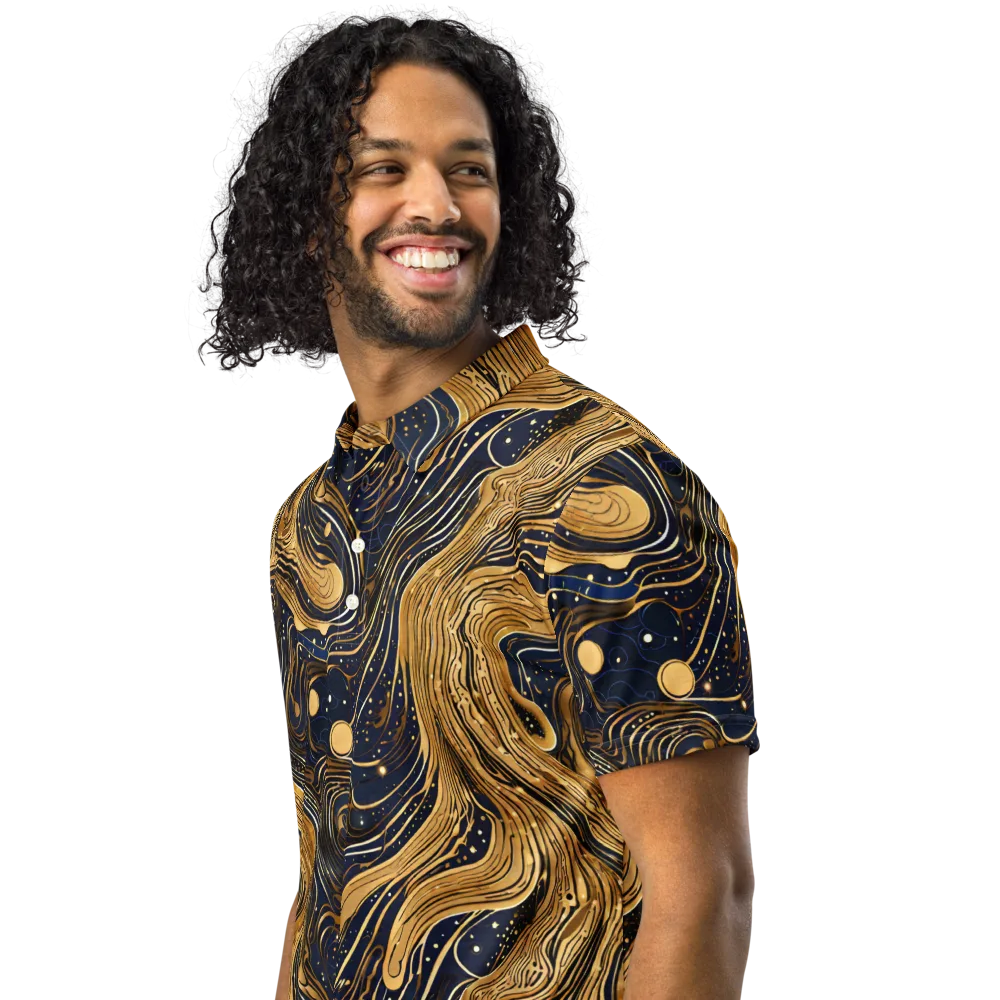 Midnight Aurum on Men's Slim Fit Polo Shirt — Left Front