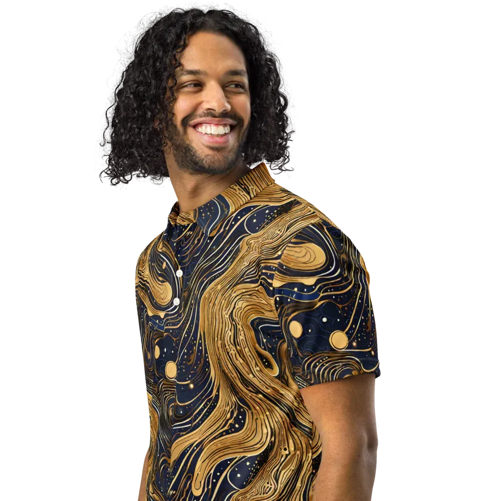 Midnight Aurum on Men's Slim Fit Polo Shirt — Left Front