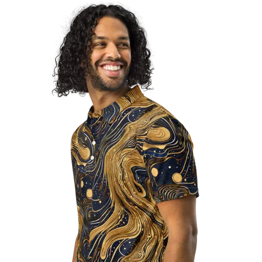 Midnight Aurum on a Men's Slim Fit Polo Shirt