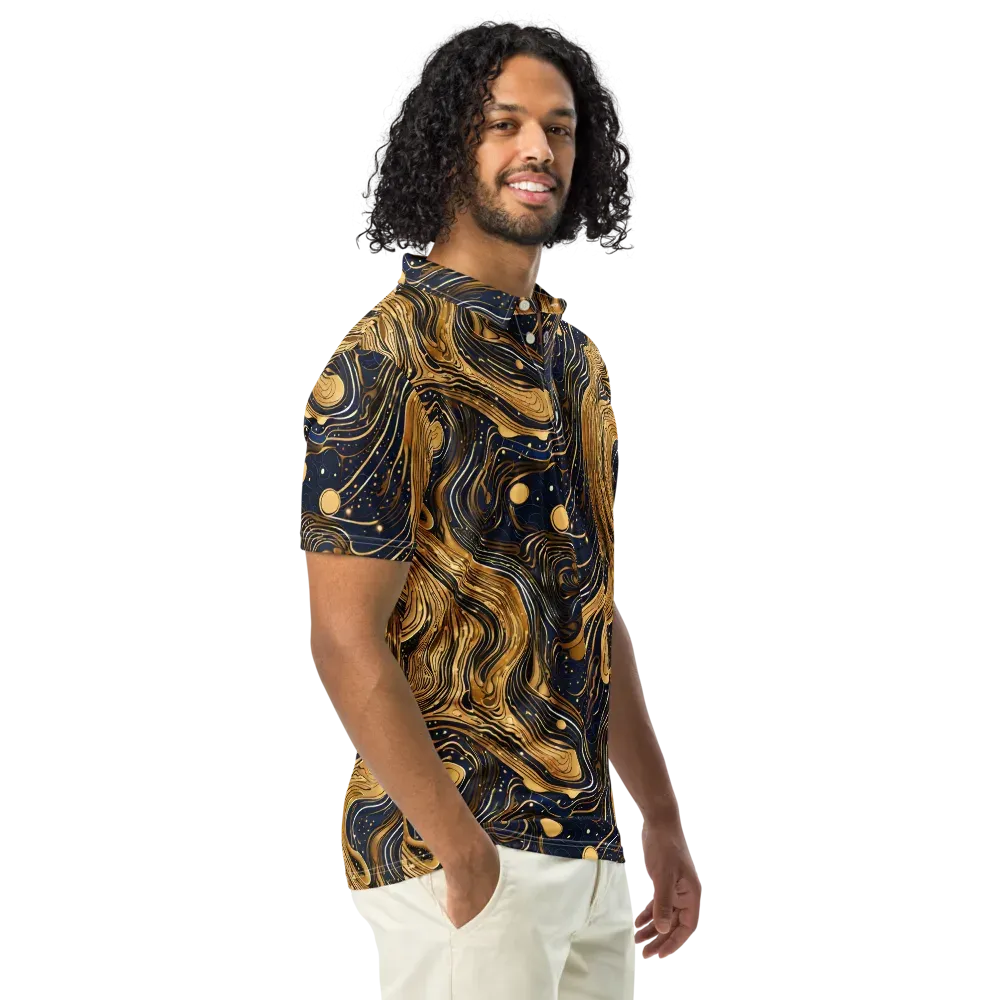 Midnight Aurum on Men's Slim Fit Polo Shirt — Right Front