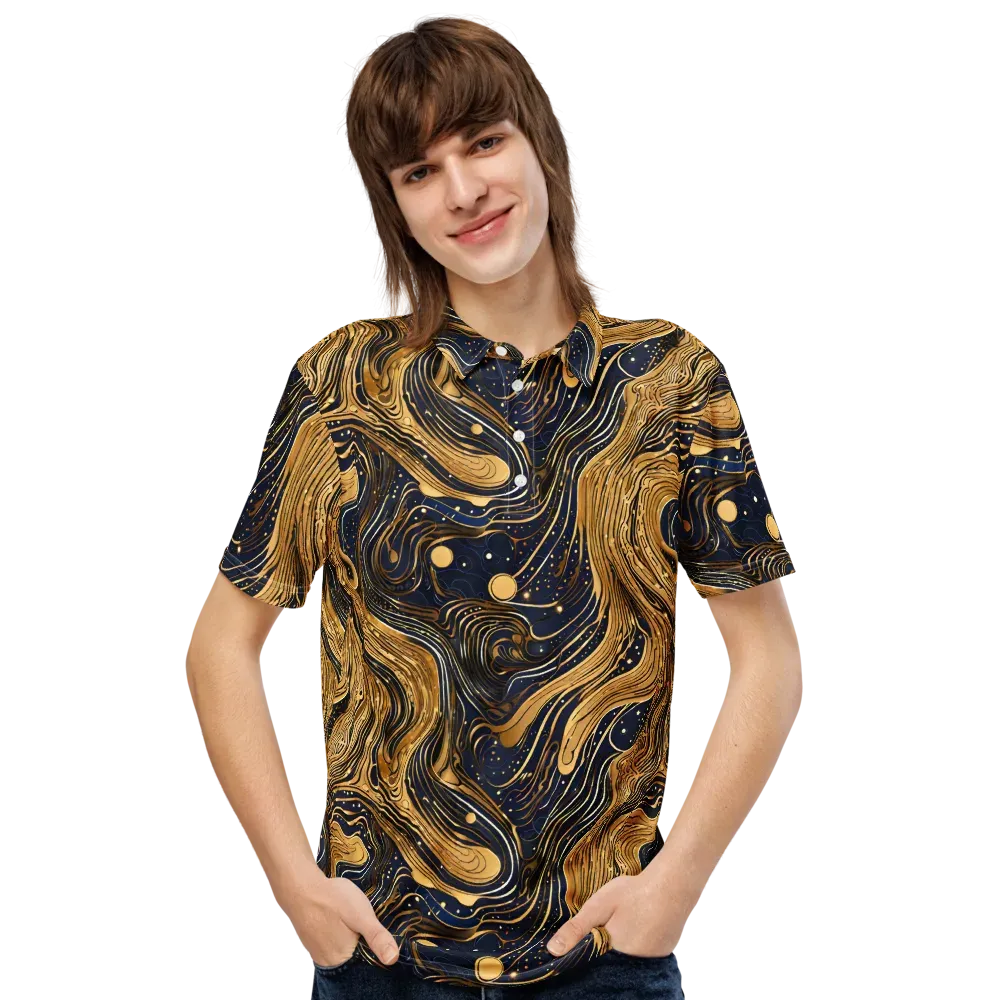 Midnight Aurum on Men's Slim Fit Polo Shirt — Front