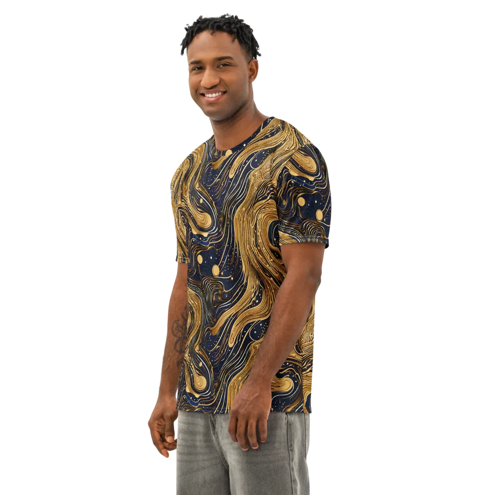 Midnight Aurum on Men's Cotton Crew Neck T-Shirt — Left Front