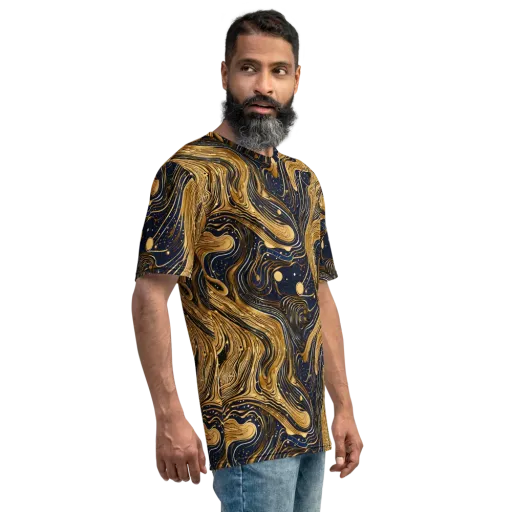 Midnight Aurum on a Men's Crew Neck T-Shirt