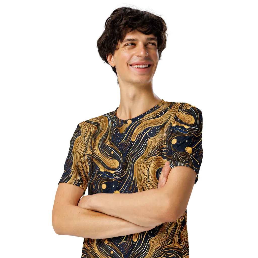 Midnight Aurum on Men's Crew Neck T-Shirt — Left Front