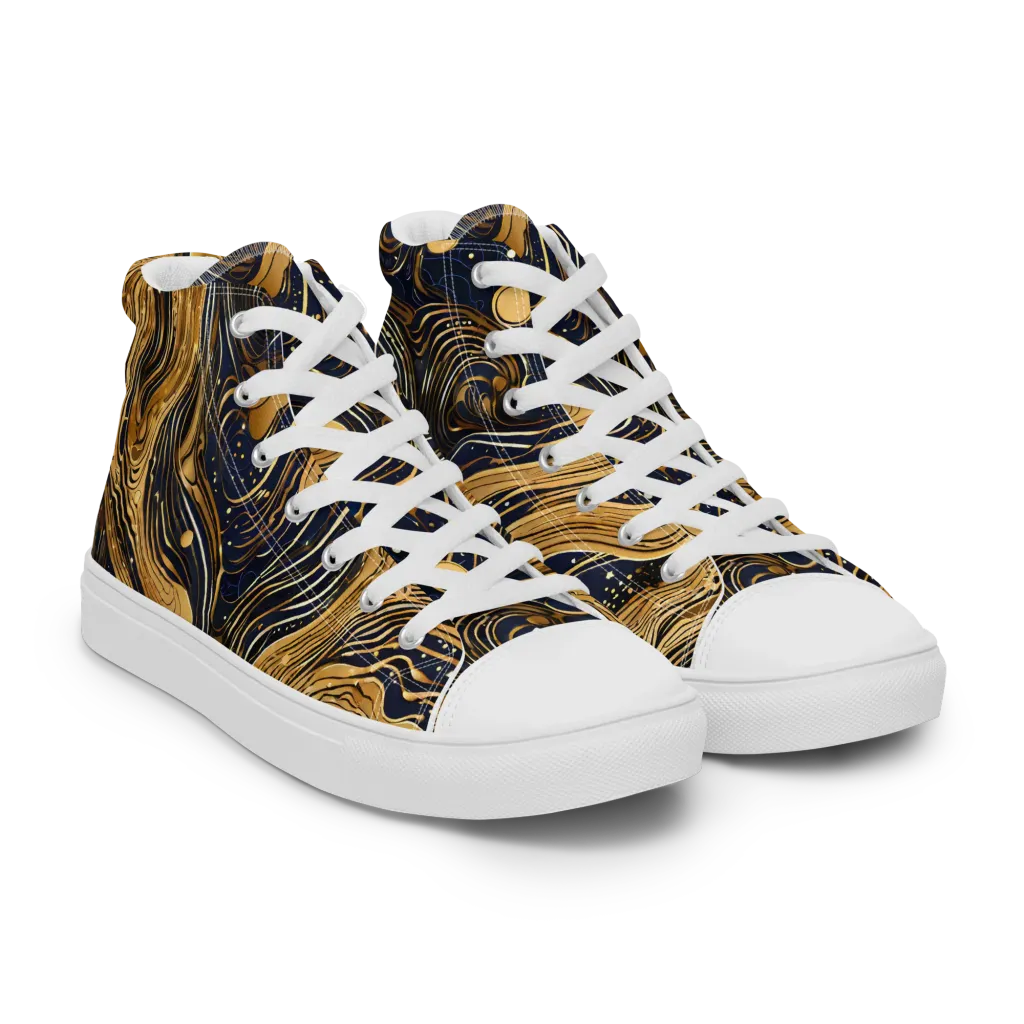Midnight Aurum on Men's High Top Canvas Shoes — Right Front
