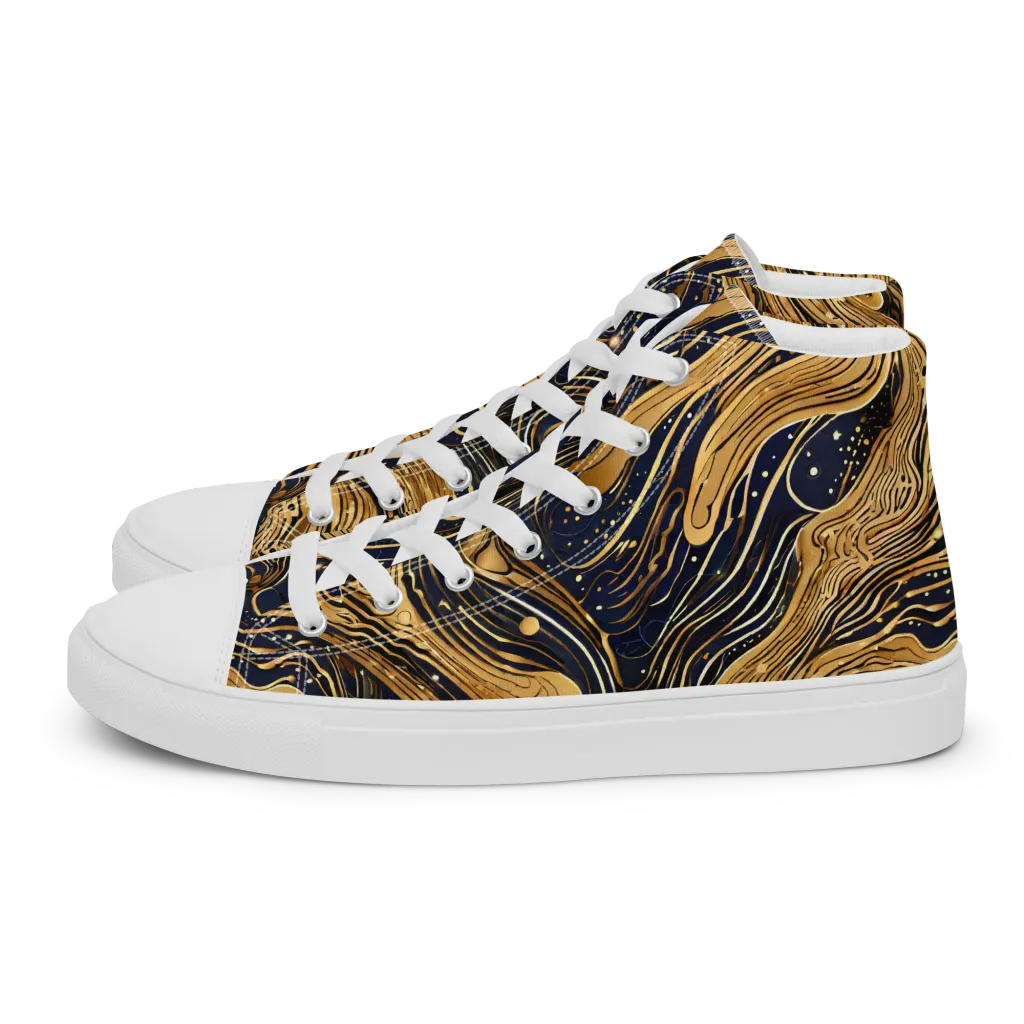 Midnight Aurum on Men's High Top Canvas Shoes — Left