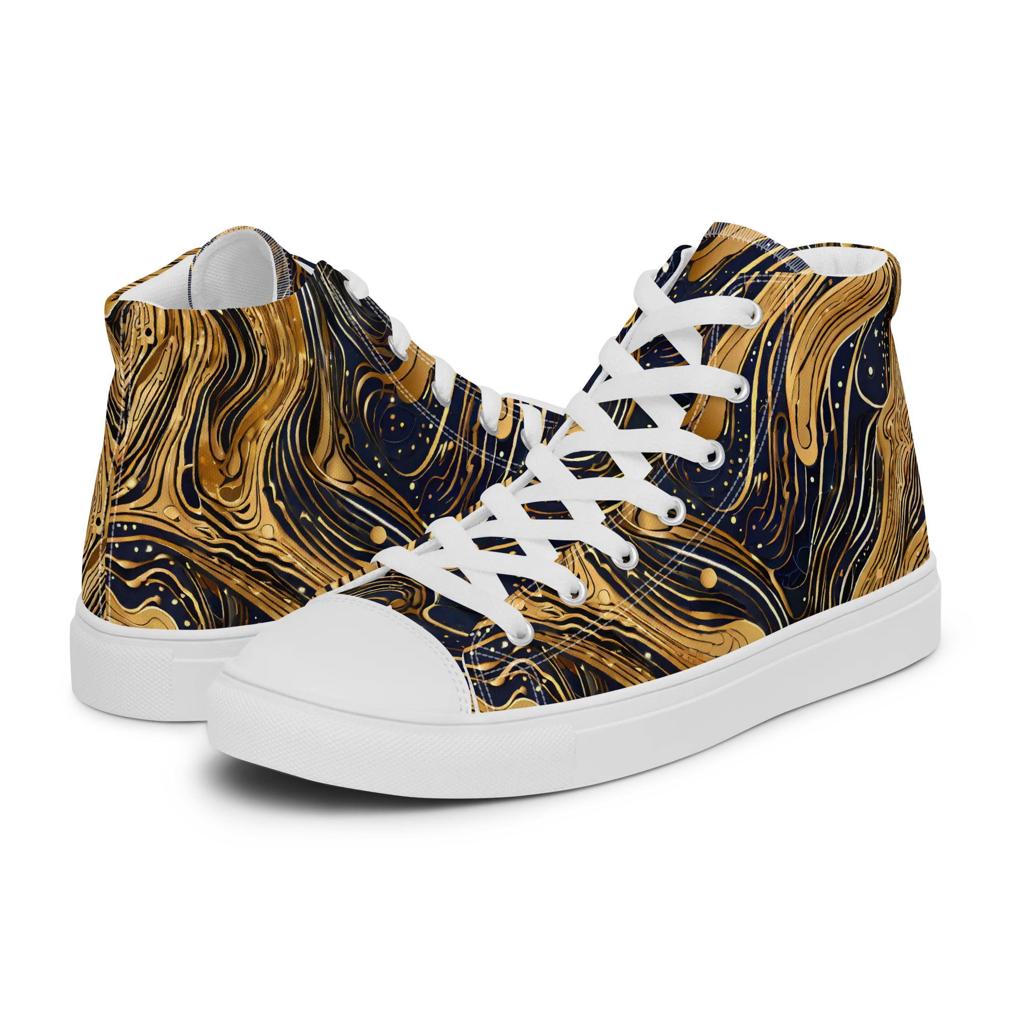 Midnight Aurum on Men's High Top Canvas Shoes — Left