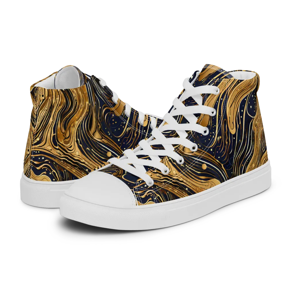 Midnight Aurum on Men's High Top Canvas Shoes — Left