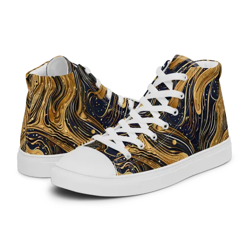 Midnight Aurum on a Men's High Top Canvas Shoes