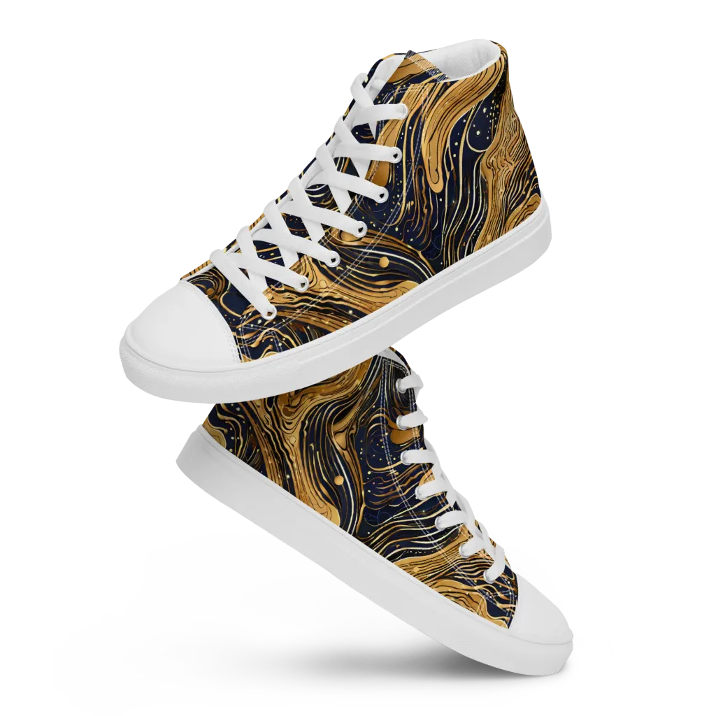 Midnight Aurum on Men's High Top Canvas Shoes — Front