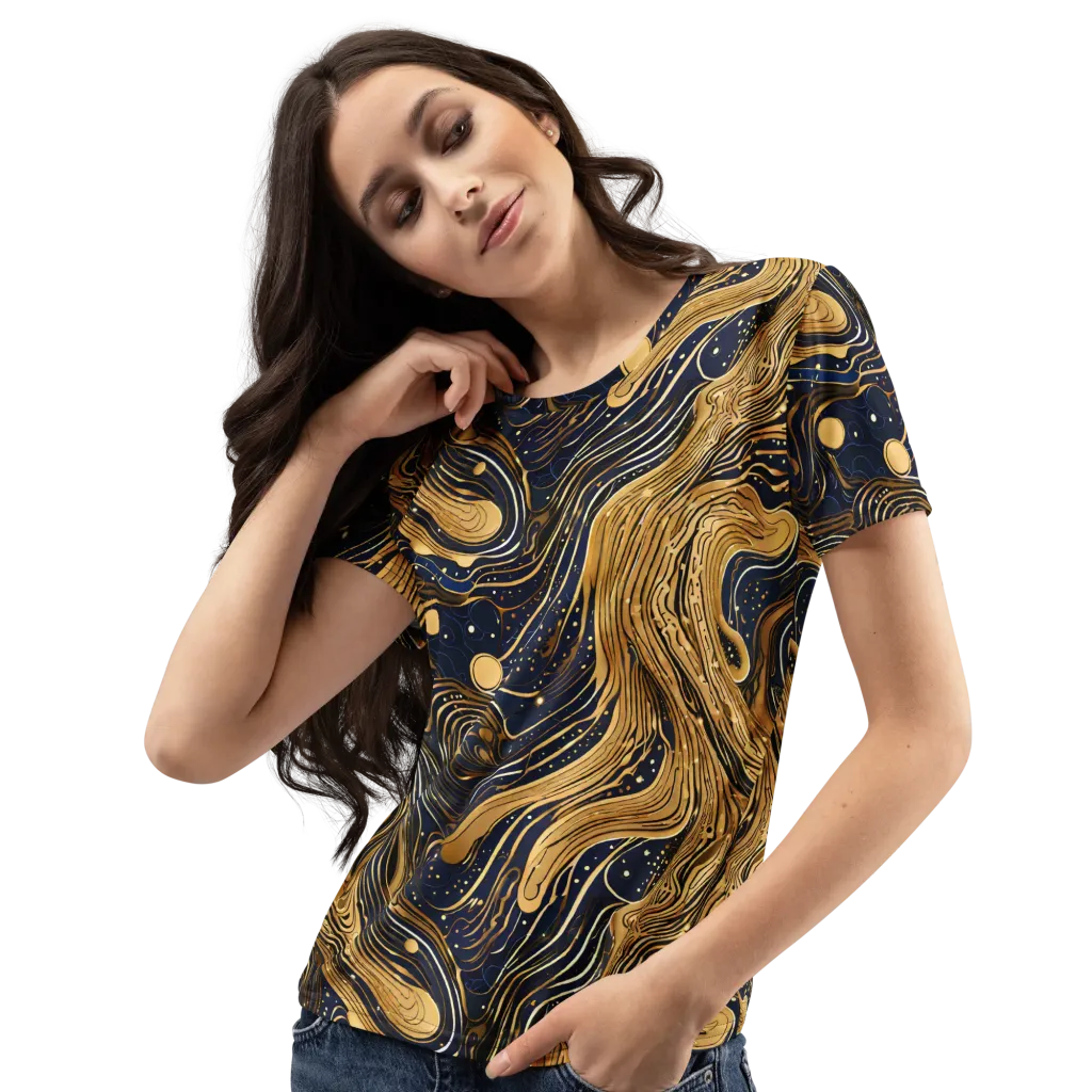 Midnight Aurum on Women's Crew Neck T-Shirt — Left Front