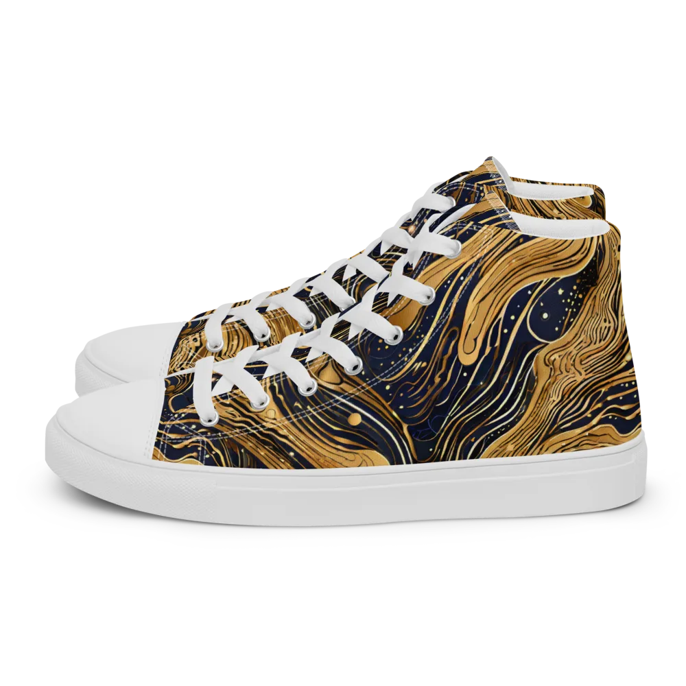 Midnight Aurum on Women's High Top Canvas Shoes — Left