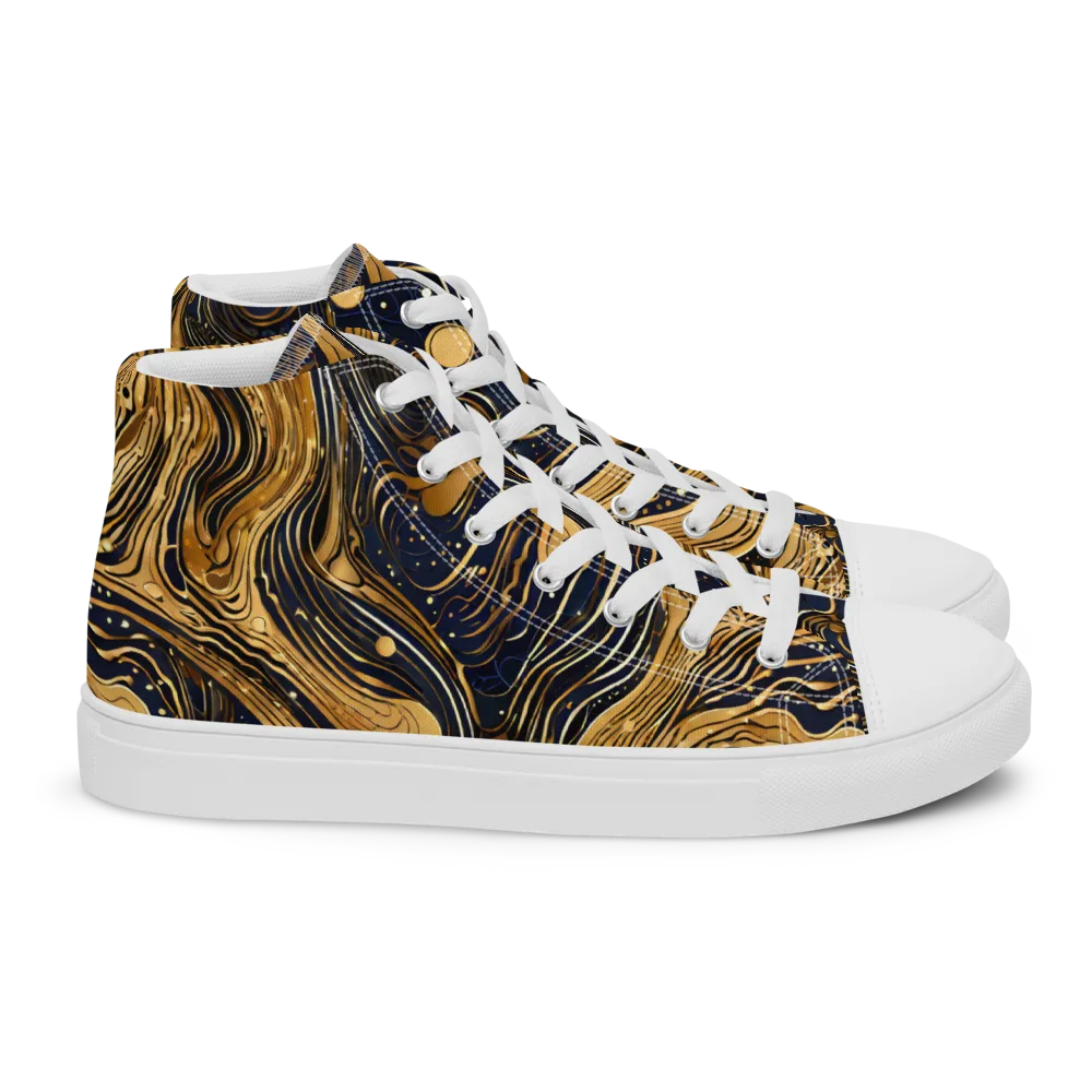 Midnight Aurum on Women's High Top Canvas Shoes — Right