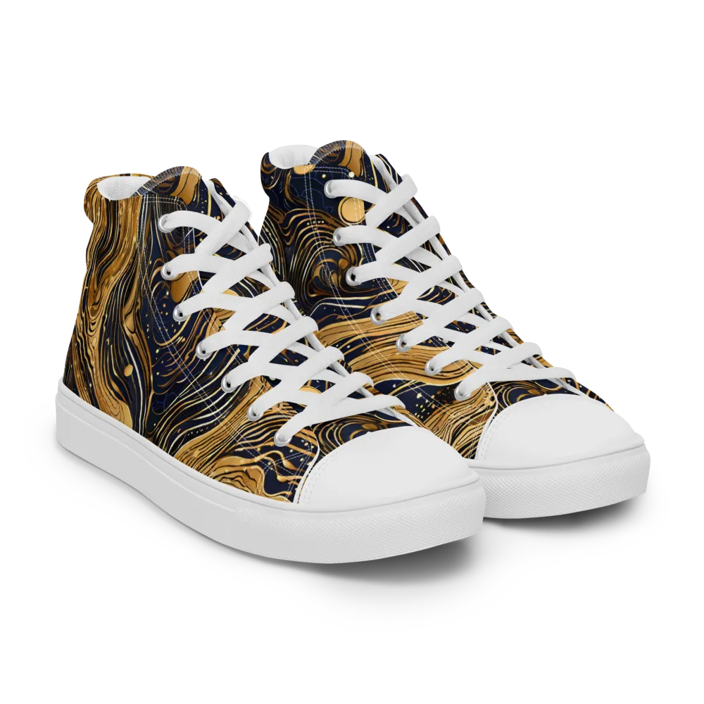 Midnight Aurum on Women's High Top Canvas Shoes — Right Front