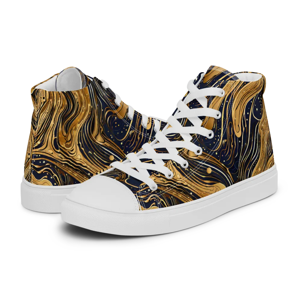 Midnight Aurum on Women's High Top Canvas Shoes — Left