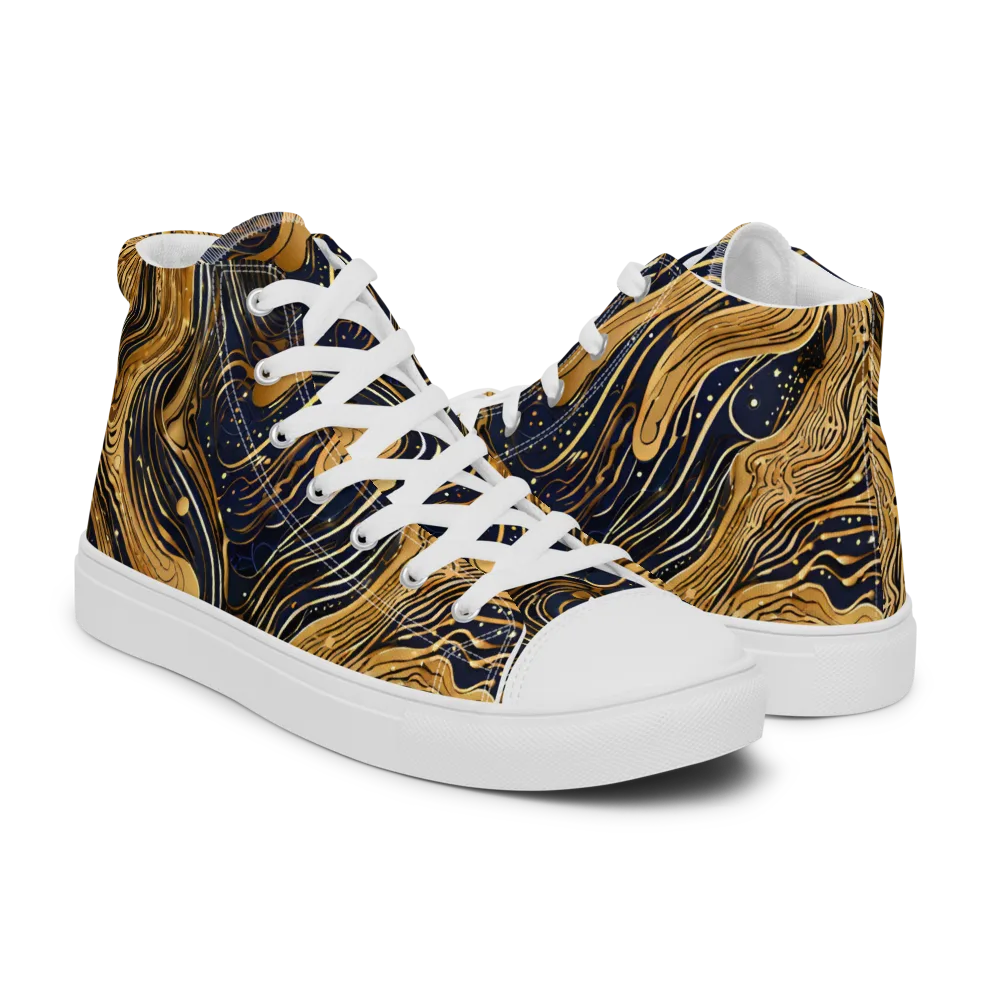 Midnight Aurum on Women's High Top Canvas Shoes — Right