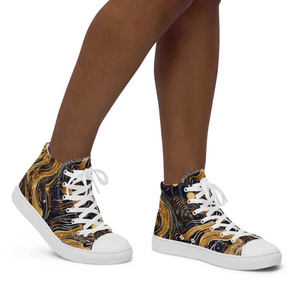 Midnight Aurum on Women's High Top Canvas Shoes — Right