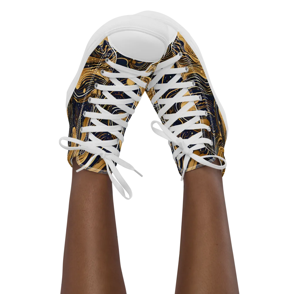 Midnight Aurum on Women's High Top Canvas Shoes — Front