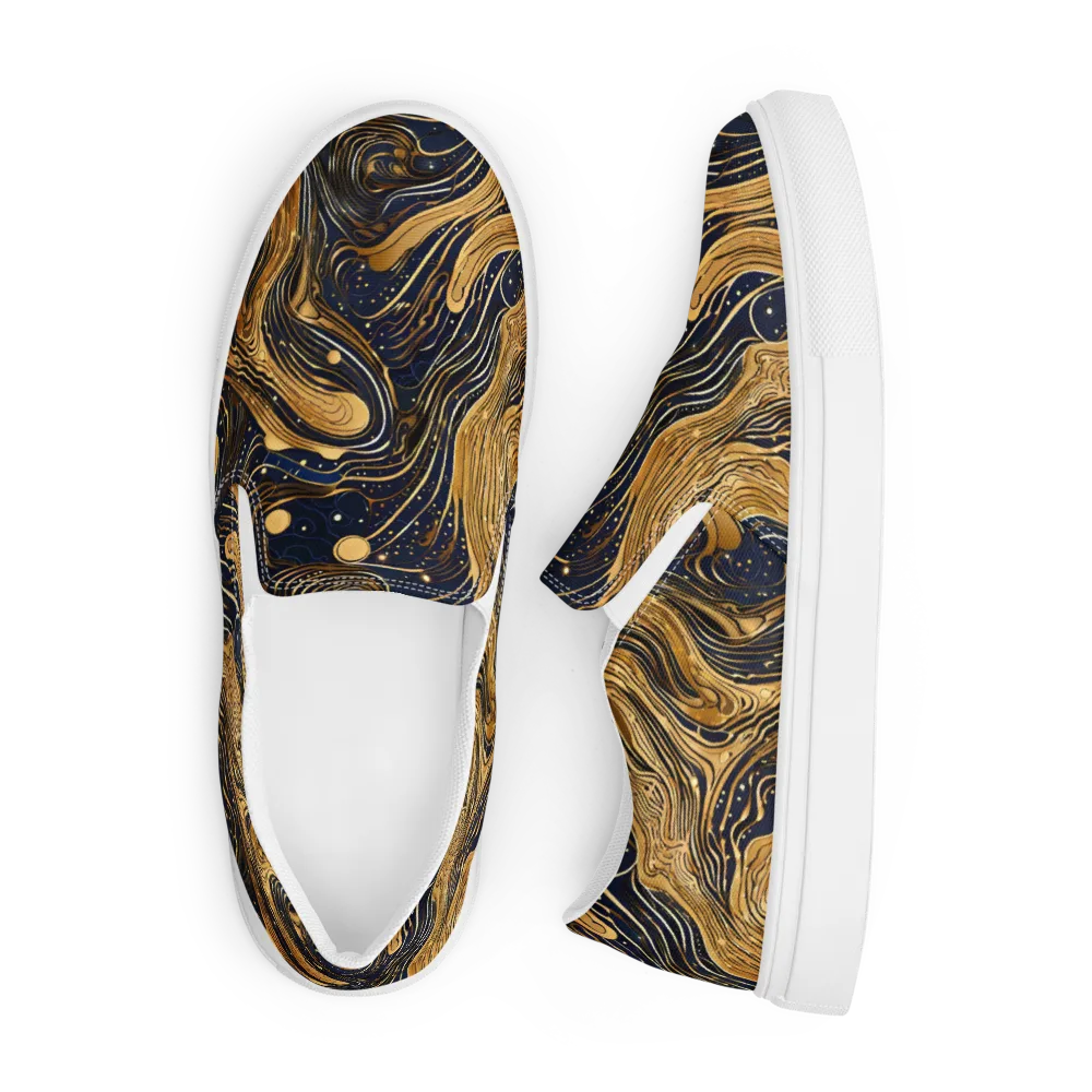 Midnight Aurum on Men's Slip-On Canvas Shoes — Front