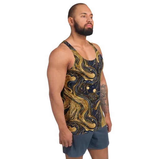 Midnight Aurum on a Men's Tank Top