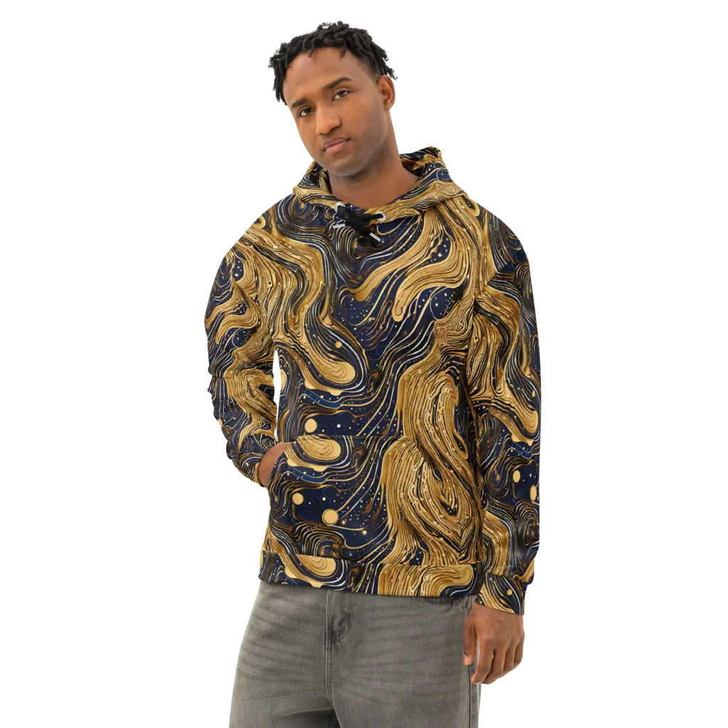 Midnight Aurum on Cotton Hoodie — Left Front