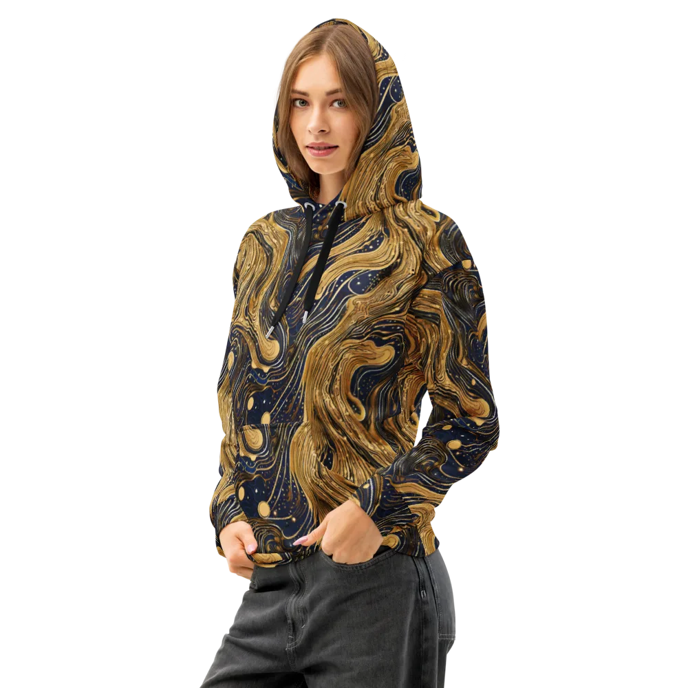 Midnight Aurum on Cotton Hoodie — Left Front