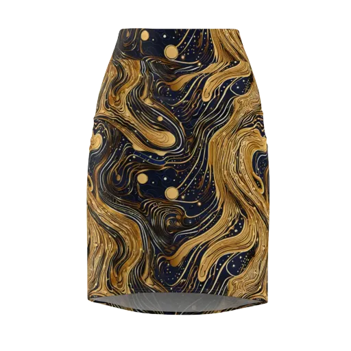 Midnight Aurum on a Pencil Skirt