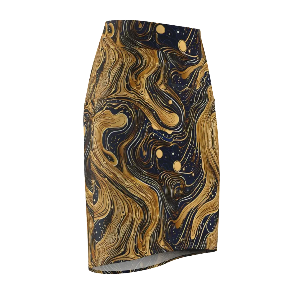 Midnight Aurum on Pencil Skirt — Front Side