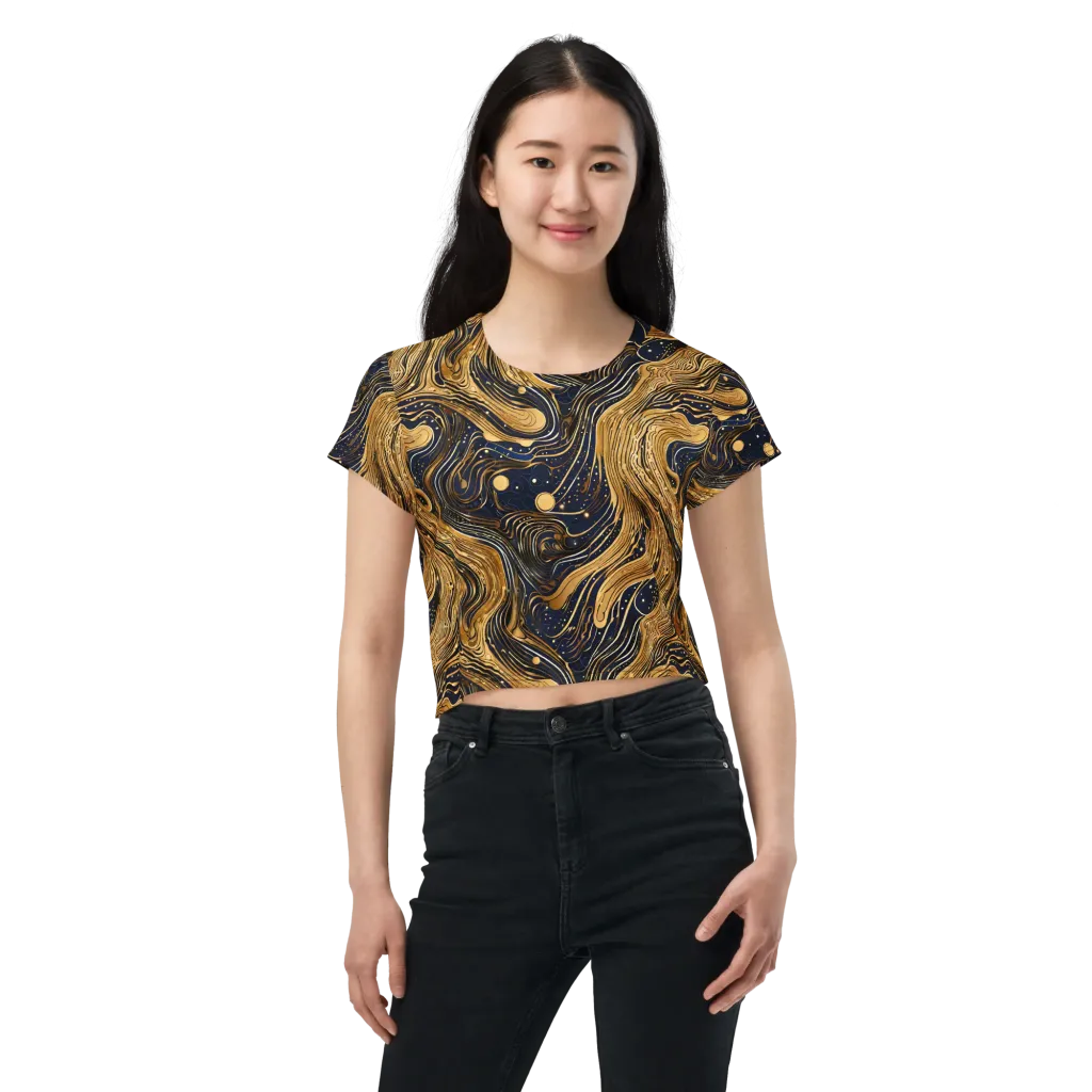 Midnight Aurum on Crop Tee — Front