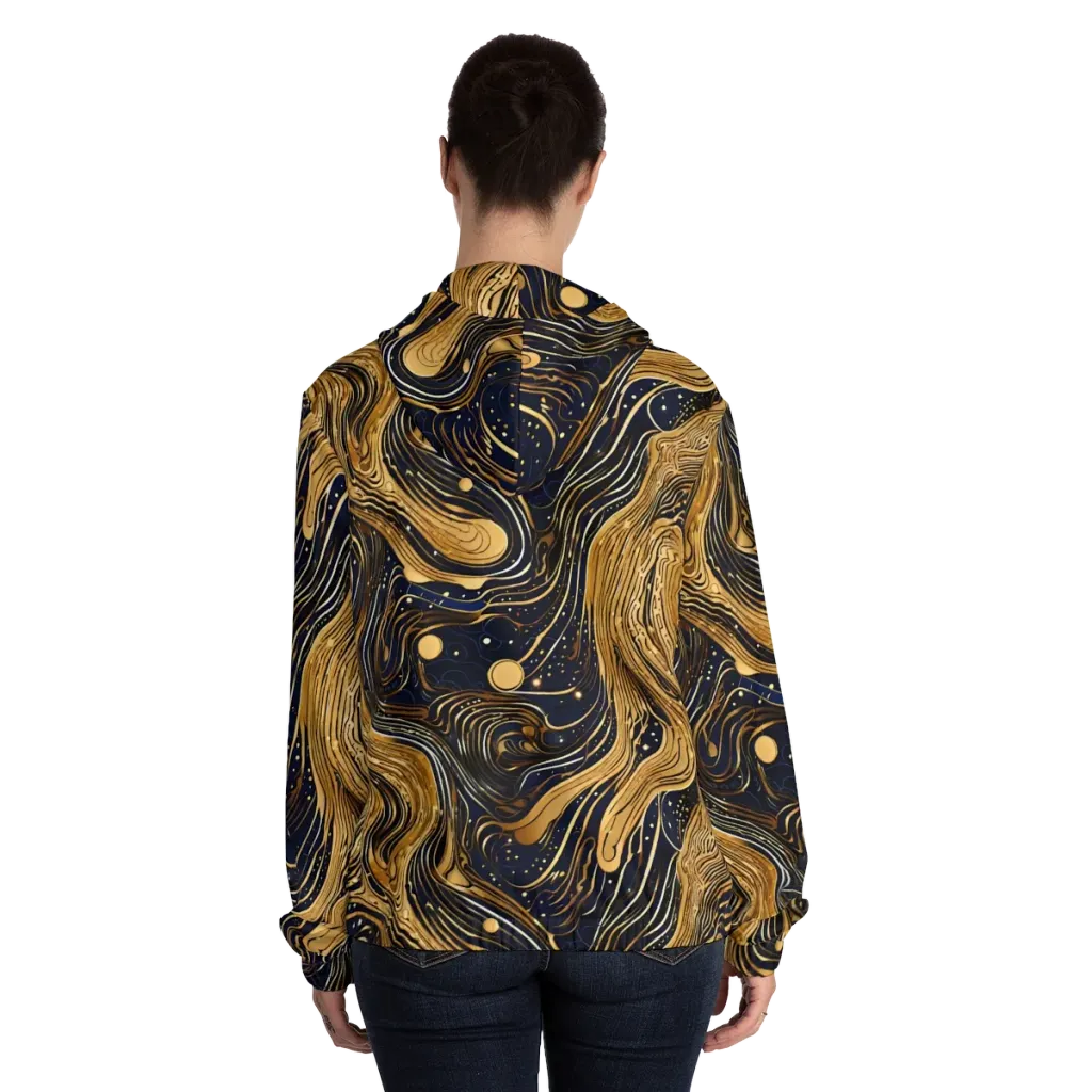 Midnight Aurum on Women's Full-Zip Hoodie — Back On Person