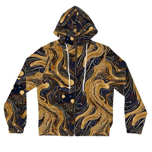 Midnight Aurum on a Women's Full-Zip Hoodie