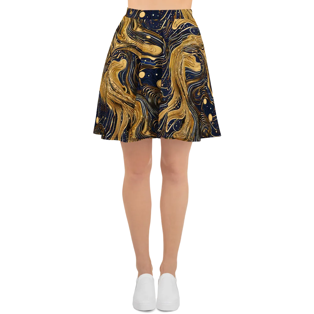 Midnight Aurum on Skater Skirt — Front