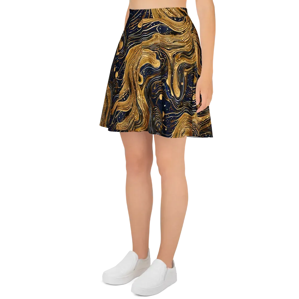 Midnight Aurum on Skater Skirt — Left